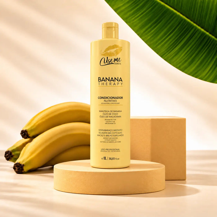 Condicionador Nutritivo Banana Therapy 1L Use Me Cosmetic — condicionador profissional de desembaraço e brilho espelhado