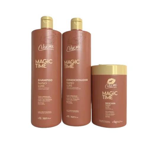 Kit Tratamento Pós Química Magic Time Nano Luxe 1L - Shampoo + Máscara + Condicionador - Use Me Cosmetic