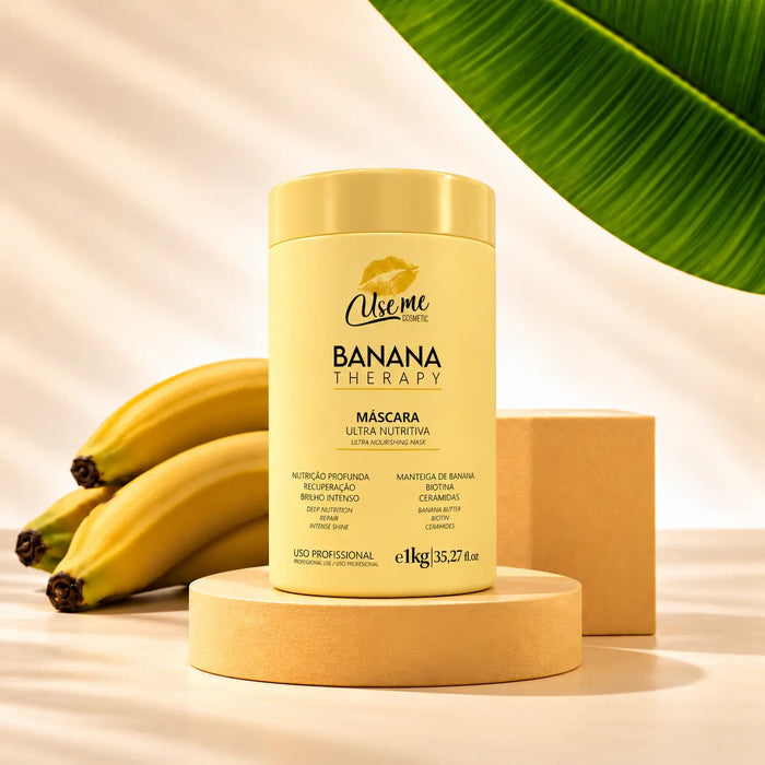 Máscara Ultra Nutritiva Banana Therapy 1kg Use Me Cosmetic — máscara profissional de nutrição profunda com biotina e ceramidas