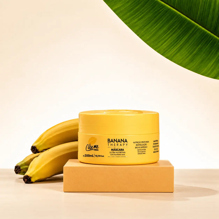 Máscara Ultra Nutritiva Banana Therapy 300g Use Me Cosmetic — máscara home care de nutrição profunda e brilho intenso