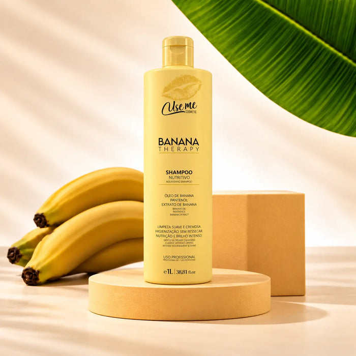 Shampoo Nutritivo Banana Therapy 1L Use Me Cosmetic — shampoo profissional de nutrição e brilho para salões