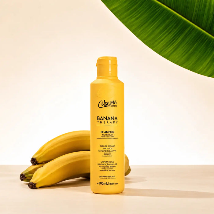 Shampoo Nutritivo Banana Therapy 300ml Use Me Cosmetic — shampoo home care de limpeza suave, nutrição e brilho