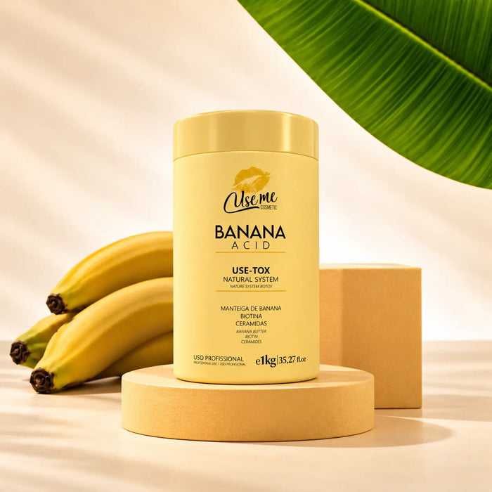 Banana Acid Use-Tox Natural System 1kg Use Me Cosmetic — b-tox capilar anti frizz profissional em pote de 1kg